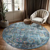 Muratap Picasso sarough vintage rond vloerkleed blauw laagpolig- 240 cm
