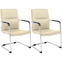 CLP Seattle Set van 2 bezoekersstoelen - Met armleuning - Eetkamerstoel - Kunstleer/creme