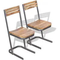 vidaXL Eetkamerstoelen 2 st massief teakhout