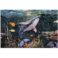 PosterMonkey Poster 30x20 cm - Mozaïek - Walvis - Koraal - Water - Posters - Kamer decoratie - Wanddecoratie woonkamer - Muurdecoratie slaapkamer
