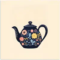 PosterMonkey Poster 30x30 cm - Theepot - Kleurrijk - Bloemen - Posters - Kamer decoratie - Wanddecoratie woonkamer - Muurdecoratie slaapkamer