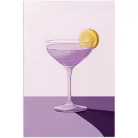 PosterMonkey Poster 40x60 cm - Cocktail - Paars - Minimalistisch - Citroen - Posters - Kamer decoratie - Wanddecoratie woonkamer - Muurdecoratie slaapkamer