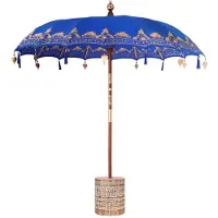 vidaXL Balinese parasol met basis Blauw 215 x 215 x 260 cm Katoen