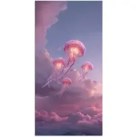 PosterMonkey Poster 40x80 cm - Kwallen - Roze - Wolken - Posters - Kamer decoratie - Wanddecoratie woonkamer - Muurdecoratie slaapkamer