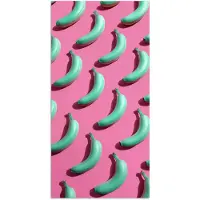 PosterMonkey Poster 60x120 cm - Bananen - Patroon - Blauw - Roze - Posters - Kamer decoratie - Wanddecoratie woonkamer - Muurdecoratie slaapkamer