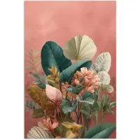 PosterMonkey Poster 20x30 cm - Tropische bladeren - Bloemen - Roze - groen - Posters - Kamer decoratie - Wanddecoratie woonkamer - Muurdecoratie slaapkamer