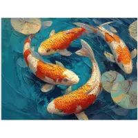PosterMonkey Poster 160x120 cm - Vissen - Waterlelies - Oranje - Water - Posters - Kamer decoratie - Wanddecoratie woonkamer - Muurdecoratie slaapkamer XXL
