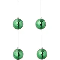 J-Line kerstbal Spiegel - glas - groen - small - doos van 4