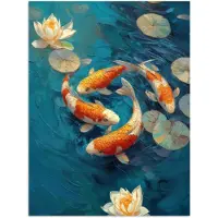 PosterMonkey Poster 60x80 cm - Vissen - Waterlelies - Oranje - Water - Posters - Kamer decoratie - Wanddecoratie woonkamer - Muurdecoratie slaapkamer