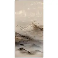 PosterMonkey Poster 75x150 cm - Berglandschap - Mist - Penseelstreken - Posters - Kamer decoratie - Wanddecoratie woonkamer - Muurdecoratie slaapkamer