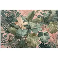 PosterMonkey Poster 90x60 cm - Compositie van bladeren - Groen - Roze - Posters - Kamer decoratie - Wanddecoratie woonkamer - Muurdecoratie slaapkamer
