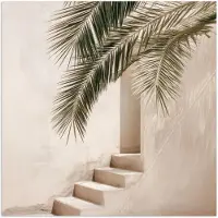 PosterMonkey Poster 100x100 cm - Palmboom - Schaduw - Trap - Beige - Posters - Kamer decoratie - Wanddecoratie woonkamer - Muurdecoratie slaapkamer XXL
