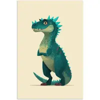 PosterMonkey Poster 120x180 cm - Dinosaurus - Turquoise - Stekels - Posters - Kamer decoratie - Wanddecoratie woonkamer - Muurdecoratie slaapkamer XXL