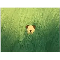 PosterMonkey Poster 160x120 cm - Hondje - Gras - Oren - Bruin - Posters - Kamer decoratie - Wanddecoratie woonkamer - Muurdecoratie slaapkamer XXL - Kerstversiering - Kerstdecoratie voor binnen - Kerstmis