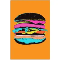 PosterMonkey Poster 20x30 cm - Hamburger - Kleurrijk - Speels - Posters - Kamer decoratie - Wanddecoratie woonkamer - Muurdecoratie slaapkamer