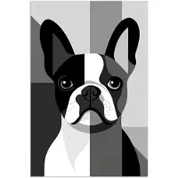 PosterMonkey Poster 60x90 cm - Buldog - Zwart - Abstract - Vlakken - Posters - Kamer decoratie - Wanddecoratie woonkamer - Muurdecoratie slaapkamer