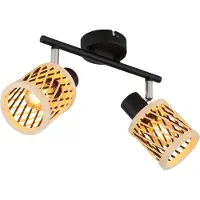 Globo Wandlamp Mali 2 Lichts Zwart Met Kapjes