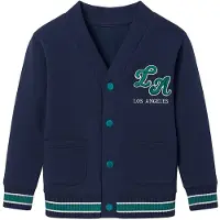 MINOTI Gebreid vest donkerblauw / groen / wit
