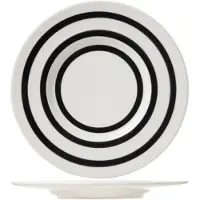 COSY&TRENDY Cosy & Trendy Black Bands Dessertbord Ø22cm - Set van 2 stuks - Wit/Zwart
