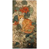 PosterMonkey Poster 60x120 cm - Kat - Sierlijk - Bloemen - Posters - Kamer decoratie - Wanddecoratie woonkamer - Muurdecoratie slaapkamer