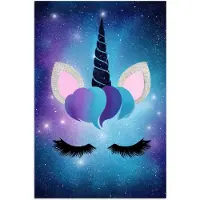 PosterMonkey Poster 20x30 cm - Eenhoorn - Sterren - Magisch - Blauw - Posters - Kamer decoratie - Wanddecoratie woonkamer - Muurdecoratie slaapkamer