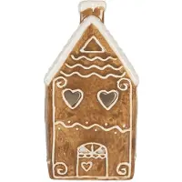 Clayre & Eef Waxinelichthouder Huis 11x9x21 cm Bruin Keramiek