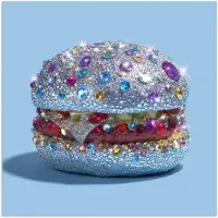 PosterMonkey Poster 100x100 cm - Glitters - Hamburger - Blauw - Posters - Kamer decoratie - Wanddecoratie woonkamer - Muurdecoratie slaapkamer XXL