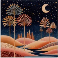 PosterMonkey Poster 30x30 cm - Sterrenhemel - Palmen - Rivier - Posters - Kamer decoratie - Wanddecoratie woonkamer - Muurdecoratie slaapkamer