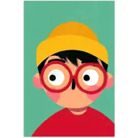 PosterMonkey Poster 20x30 cm - Jongen - Cartoon - Bril - Muts - Posters - Kamer decoratie - Wanddecoratie woonkamer - Muurdecoratie slaapkamer - Kerstversiering - Kerstdecoratie voor binnen - Kerstmis