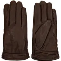 Manfield Donkerbruine leren handschoenen | Maat S