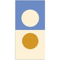 PosterMonkey Poster 75x150 cm - Cirkels - Symmetrisch - Wit - Blauw- Geel - Posters - Kamer decoratie - Wanddecoratie woonkamer - Muurdecoratie slaapkamer