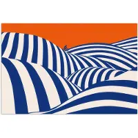 PosterMonkey Poster 90x60 cm - Fietser - Heuvels - Strepen - Blauw - Posters - Kamer decoratie - Wanddecoratie woonkamer - Muurdecoratie slaapkamer