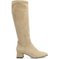 Manfield Beige stretch laarzen met hak | Maat 40