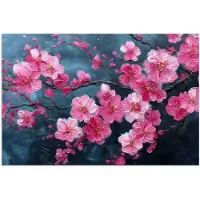 PosterMonkey Poster 60x40 cm - Bloem - Bloesems - Roze - Abstract - Posters - Kamer decoratie - Wanddecoratie woonkamer - Muurdecoratie slaapkamer