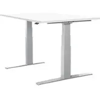 Schäfer Shop bureau LOGIN, elektrisch in hoogte verstelbaar, rechthoekig, T-poot, B 1200 x D 800 x H 645-1290 mm, wit/blank aluminium