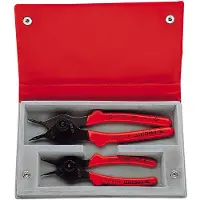 Facom tangen voor borgringen, geschikt voor zowel binnen- als buitenspanning, verwisselbare tips, set, 2-delig.