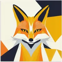 PosterMonkey Poster 100x100 cm - Vos - Oranje - Abstract - Driehoeken - Posters - Kamer decoratie - Wanddecoratie woonkamer - Muurdecoratie slaapkamer XXL