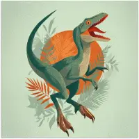PosterMonkey Poster 75x75 cm - Dino - Bladeren - Grafisch - Groen - Posters - Kamer decoratie - Wanddecoratie woonkamer - Muurdecoratie slaapkamer