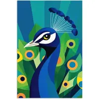 PosterMonkey Poster 60x90 cm - Pauw - Cirkels - Blauw - Posters - Kamer decoratie - Wanddecoratie woonkamer - Muurdecoratie slaapkamer