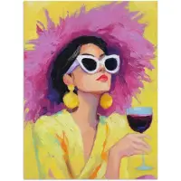 PosterMonkey Poster 120x160 cm - Vrouw - Hoed - Paars - Wijn - Posters - Kamer decoratie - Wanddecoratie woonkamer - Muurdecoratie slaapkamer XXL