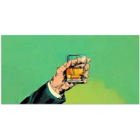 PosterMonkey Poster 160x80 cm - Whisky - Glas - Hand - Groen - Posters - Kamer decoratie - Wanddecoratie woonkamer - Muurdecoratie slaapkamer - Kerstversiering - Kerstdecoratie voor binnen - Kerstmis