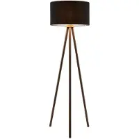 LINDBY Vloerlamp Majken, zwart, Woon-/ Eetkamer, Hout, Scandinavisch, vloerlamp hout