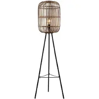 LINDBY Vloerlamp Canyana, hout licht, Woon-/ Eetkamer, Hout, Landelijk, vloerlamp hout
