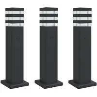 vidaXL Buitenvloerlampen 3 st met stopcontact 50 cm aluminium zwart
