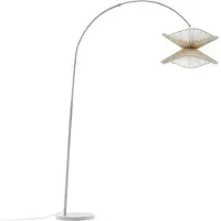 LINDBY Booglamp - vloerlamp Valdorin, crème / amber, Woon-/ Eetkamer, Papier, Landelijk, booglamp