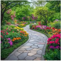 PosterMonkey Poster 75x75 cm - Park - Bloemen - Tuin - Posters - Kamer decoratie - Wanddecoratie woonkamer - Muurdecoratie slaapkamer