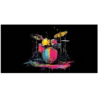 PosterMonkey Poster 80x40 cm - Drumstel - Kleurrijk - Verf - Levendig - Posters - Kamer decoratie - Wanddecoratie woonkamer - Muurdecoratie slaapkamer