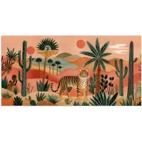 PosterMonkey Poster 120x60 cm - Tijger - Kleurrijk - Palmen - Cactus - Posters - Kamer decoratie - Wanddecoratie woonkamer - Muurdecoratie slaapkamer