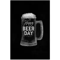 PosterMonkey Poster 20x30 cm - Bierpul - Witte krijtletters - Happy beer day - Posters - Kamer decoratie - Wanddecoratie woonkamer - Muurdecoratie slaapkamer