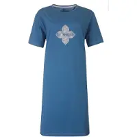 Irresistible Dames Nachthemd - Korte Mouwen - Ocean Blue - Maat 3XL
